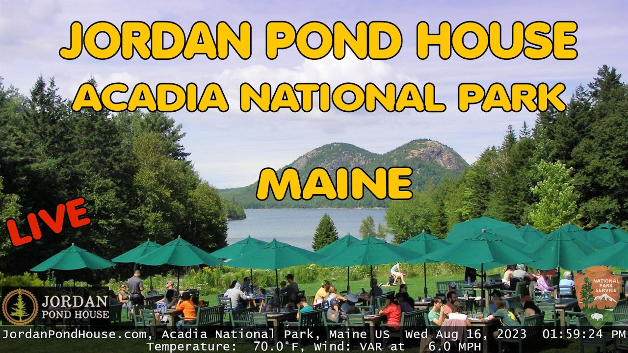 Live webcam view of The Bubbles from Jordan Pond House