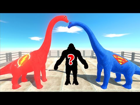 FLASH BRACHIOSAURUS vs SUPER-MAN BRACHIOSAURUS DEATH RUN - Animal Revolt Battle Simulator