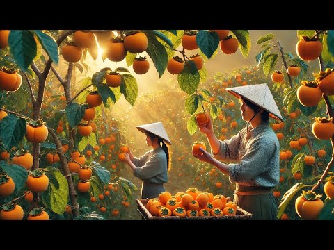 How Japanese Farmers Produce Millions of Dried Persimmons - Growing and Harvesting Fresh Persimmons