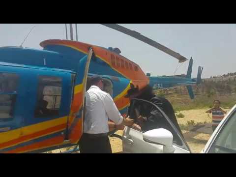 Toldos Avraham Yitzchak Rebbe taking off from Jerusalem for Meron