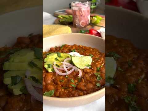 Easy 20 minute Mexican pinto beans - so creamy, so much flavour, and my go-to for burritos & nachos!