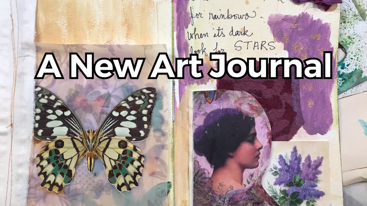 Working in a New Art Journal.  Safety Pin Binding and Cottage Garden Palette.