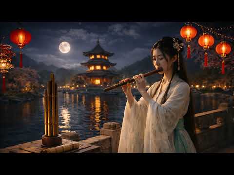Bamboo Flute and Sheng | Asian Temple Night Music for Deep Relaxation and Focus | Calm Lounge Sounds