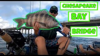 Reels Screaming while Jigging the Chesapeake Bay Bridge for Sheepshead | Kayak Fishing