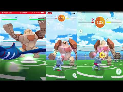 Weather Boost Regirock vs 4 Trainers