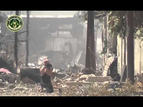 استهداف لواء البراء بقاذف آر بي آر دبابة لقوات النظام في حي جوبر في مدينة دمشق