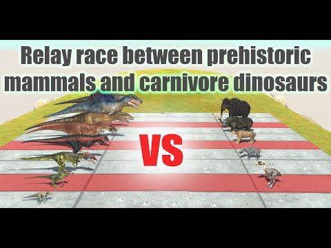 Relay race between prehistoric mammals and carnivore dinosaurs | Animal Revolt Battle Simulator