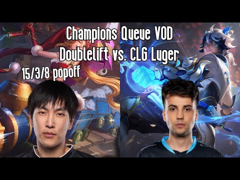 Champions Queue VOD/Replay: Doublelift (Jinx) vs. CLG Luger (Ezreal) and EG Vulcan (Karma)