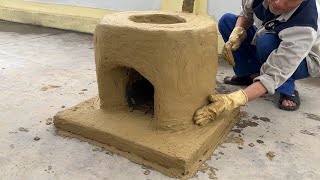 Amazing Construction Diy - Simple And Economical Wood Stove Design With Sand And Clay Cement Bricks