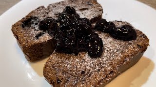 適合健身的甜點？！Dark Chocolate Rice Protein Concentrate Pound Cake 苦甜黑巧克力米蛋白磅蛋糕佐蔓越莓醬！適合熱熱吃喔