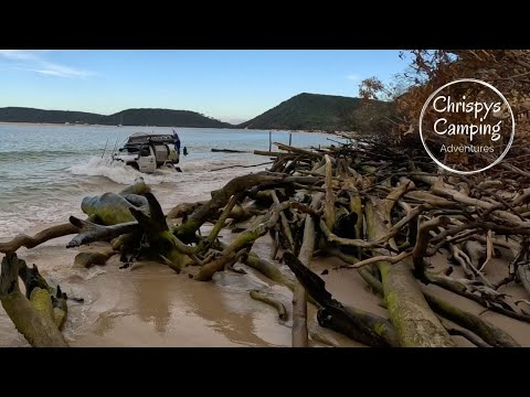 4wds going into the surf at Double Island Point - Australia Day weekend 2023