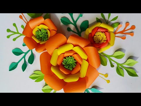 How to make 3d render craft paper flowers/Paper Flower Backdrop/paper craft wall mate 2019