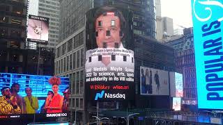 Nasdaq announces Mayte Spínola Gold Medals on the WISe.ART platform in Times Square.