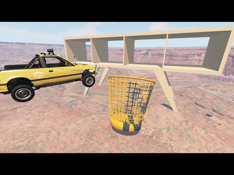 Open Bridge Crashes - Cars Jumping Into Giant Trash Can - BeamNG Drive | Foolish Driver