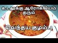 சுவை மிகுந்த வெந்தய குழம்பு Vendhaya Kulambu Recipe 
