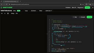 DeetCode - Valid Palindrome - Debug and Visualize LeetCode 125 - JavaScript