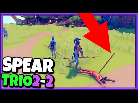 Spear Trio 2-2! Hoplite+Sarissa+Spear Thrower vs Every Unit 3v1 - TABS Gameplay Unit Creator Update