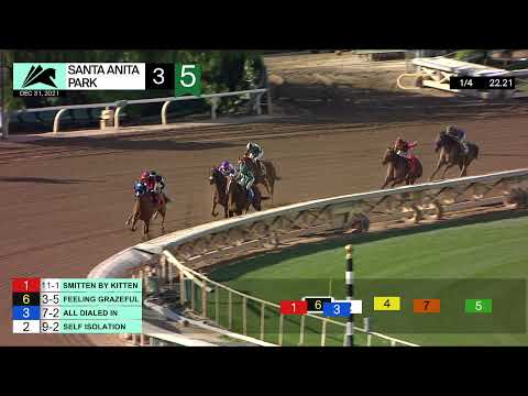 Smitten by Kitten wins Race 3 on Friday, December 31, 2021 at Santa Anita Park.