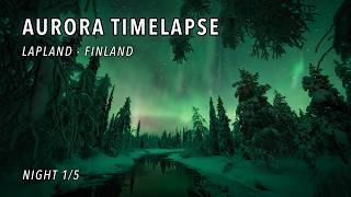 Aurora Borealis 4K Magical Dance Over Frozen Forest in Muonio &amp; Äkäslompolo – Finnish Lapland