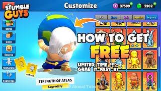 HOW TO GET FREE EMOTE TAUNT & ANIMATION STUMBLE GUYS | FREE EMOTE STRENGTH OF ATLAS 🌏