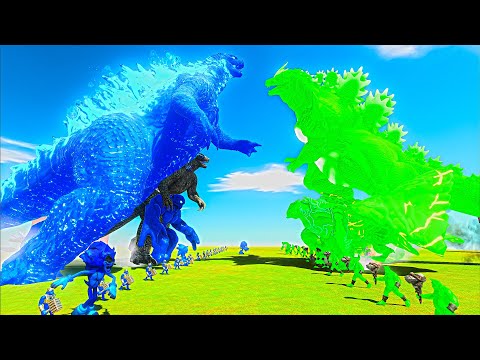 Blue Thermonuclear Godzilla vs Green Super Godzilla - ARBS