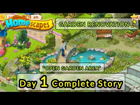 Homescapes Story | Garden Day 1 Walkthrough Gameplay | (Android iOS)
