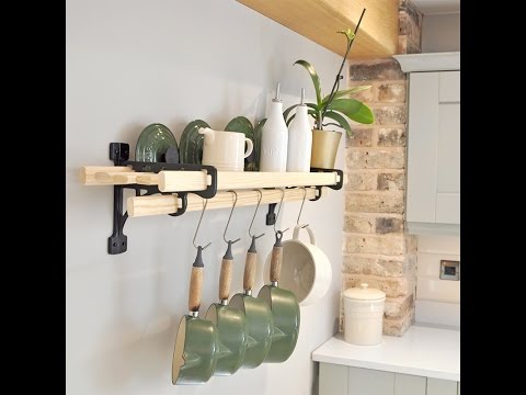 Kitchen shelf rack - pot rack in cast iron & chrome