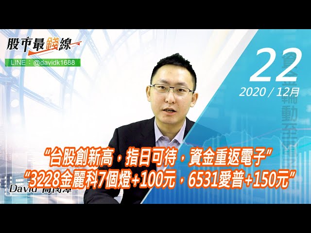 20201222《股市最錢線》#高閔漳，“台股創新高，指日可待，資金重返電子” “3228金麗科7個燈+100元，6531愛普+150元”