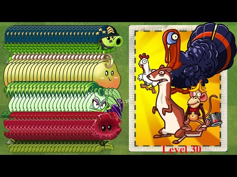 PvZ 2 Challenge - 100 Plants Max level Vs Team Animal Zombie  Level 30  - Who will win?