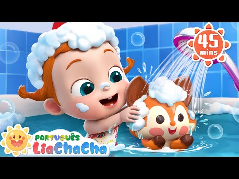 Bebê Lia Toma Banho com Brinquedos de Banho 🧸🛁| Compilação | LiaChaCha Português  - Músicas Infantis