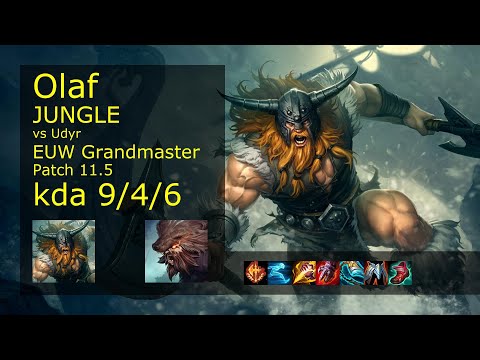 Olaf vs Udyr Jungle - EUW Grandmaster 9/4/6 Patch 11.5 Gameplay