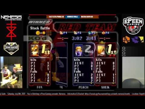 [ePG] Nemesis: Salty Seth/Pookie (Red) vs Rustin/Shoyo (Blue) - Losers Finals - Melee Doubles