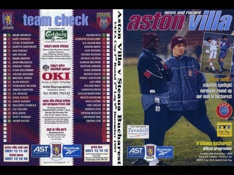 Aston Villa 2 Steaua Bucharest 0 - UEFA Cup 3rd Rd 2nd Leg - 9th Dec 1997