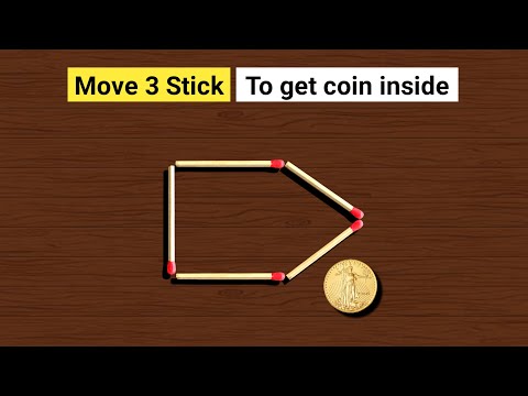 Move only 3 stick to get the coin inside | Tricky Matchstick Puzzles with Answer