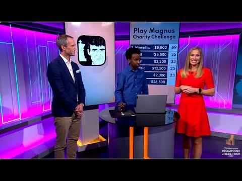 Young chess talent Saad Elmi vs. Magnus Carlsen Age 10 | Play Magnus Charity Challenge 2022