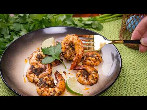 Crispy, Juicy Air Fryer Shrimp with the BEST Cilantro Lime Marinade!