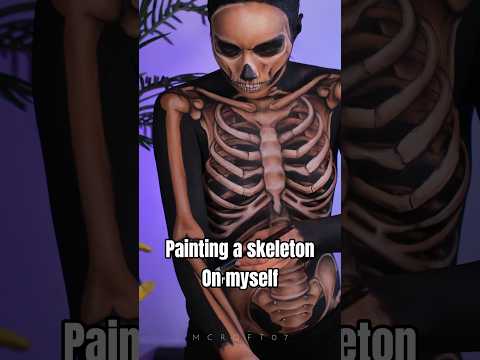 here's how I did my skeleton Halloween body paint 💀 #makeup #halloweenmakeup