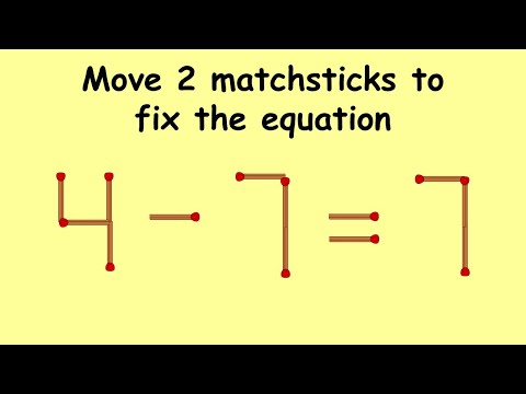 4-7=7 fix the equation | MatchStick Puzzle #99 | Move 1 Matchstick | Puzzles with answer