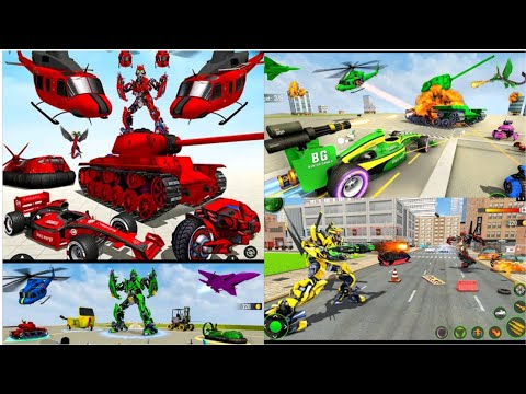 Helicopter Robot Transforming Game: Excavator Jet Car Multiple Robot Transform- Android iOS Gameplay