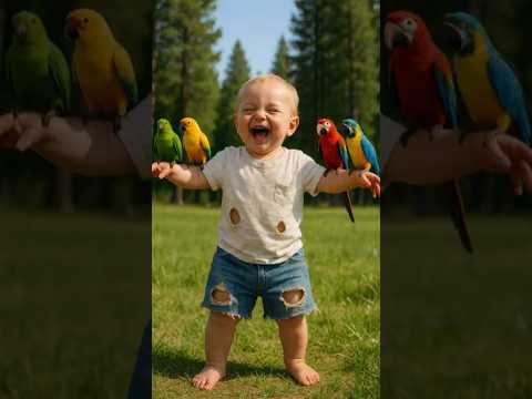 Guardian Baby's Gentle Bond with the Birds 🐦#guardianbaby #animalrescue #animalstories