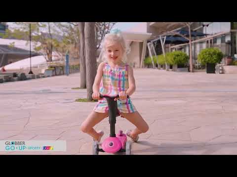 GLOBBER paspirtukas Go-Up Sporty Lights, spalva: pastelinė rožinė video