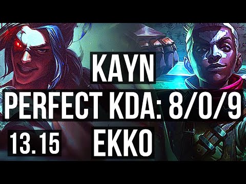 KAYN vs EKKO (JNG) | 8/0/9, 500+ games, Legendary, 900K mastery | KR Master | 13.15