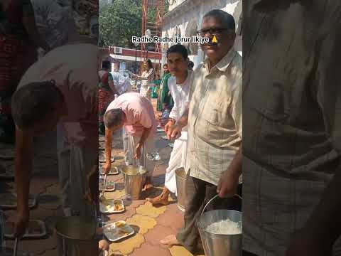 Distributing Krishna Prasad to children🥰 #shortvideo #krishnaprasad #indianfood