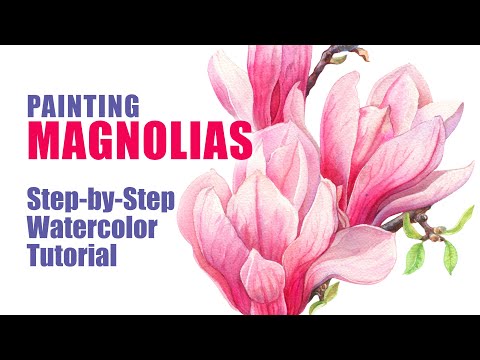 WATERCOLOR MAGNOLIA  🌸  How to Paint Magnolia Flower | Step-by-Step Demo | Materials Overview