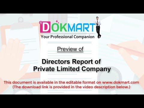 Directors Report Format for Private Limited Company