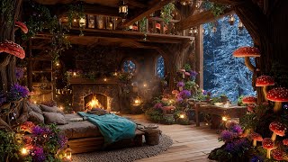 A Unique Winter Shelter in the Woodlands | Enjoy and Relax w/ Fantasy Music & Frozen Ambience