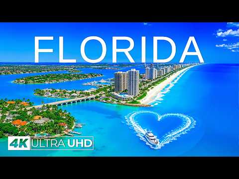 Florida 4K Drone Footage | Miami Beach, Scenic Coastline & Luxury Yachts, Emerald Blue Paradise