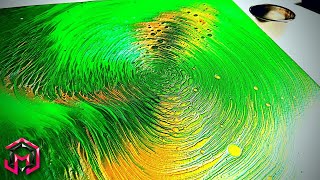 SILKY RIBBONS of GOLD Straight Acrylic Pouring and Fluid Art Therapy