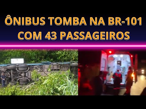 Ônibus tomba com 43 passageiros em Buerarema | Viação Águia Branca capota na Bahia