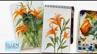 Simple watercolor techniques ! How to paint loose watercolor daylilies